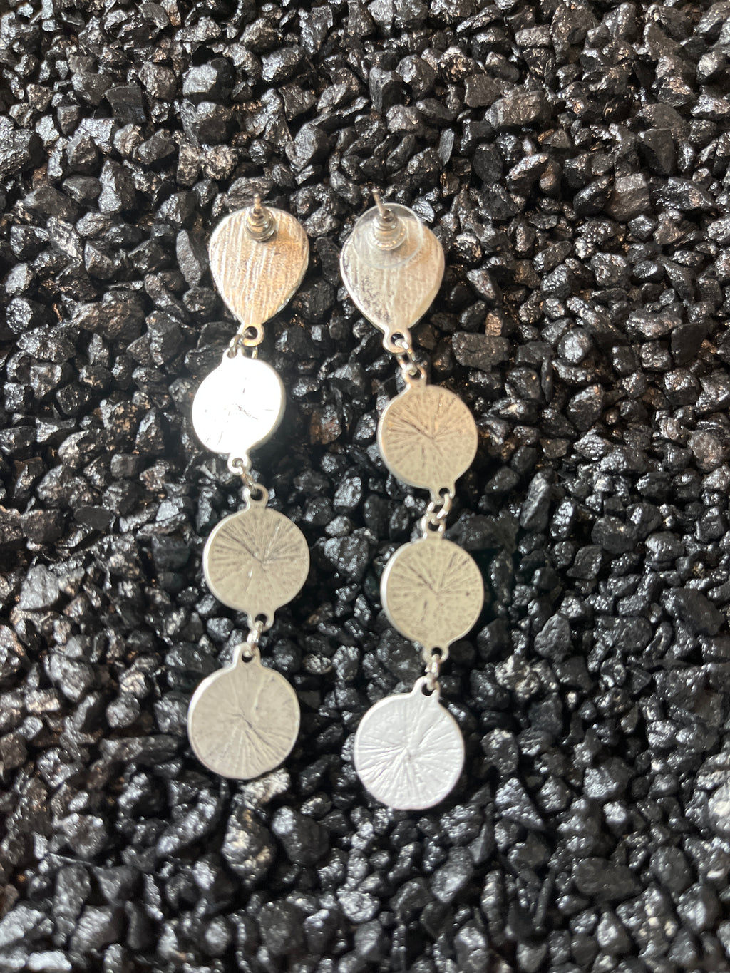 Faux Thin Silver and Turquoise Drop Dangle Earrings
