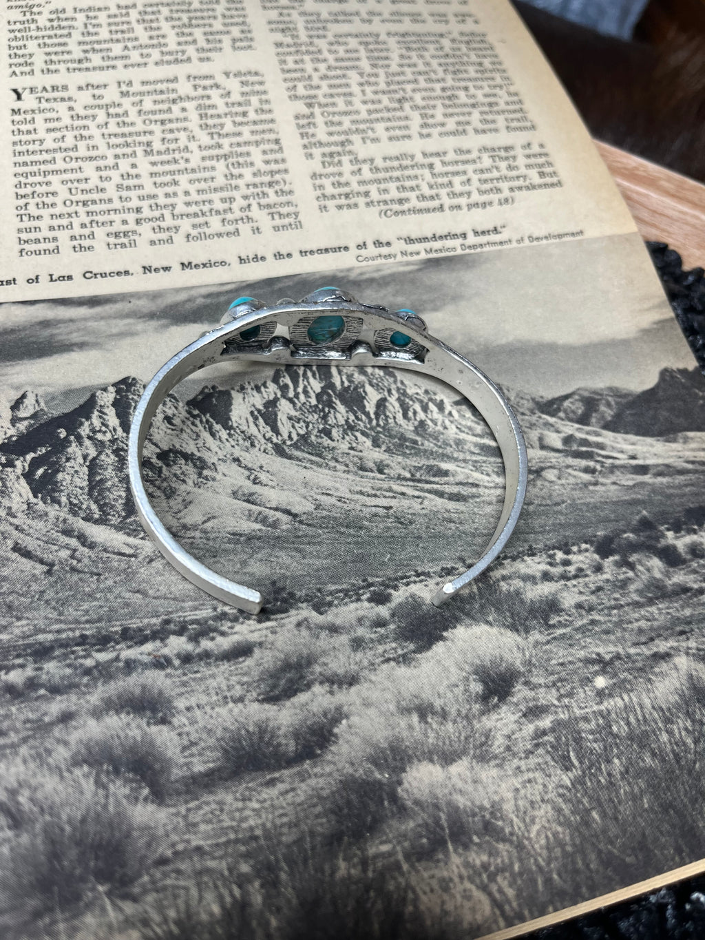 Faux Silver and Turquoise 3 Stone Cuff