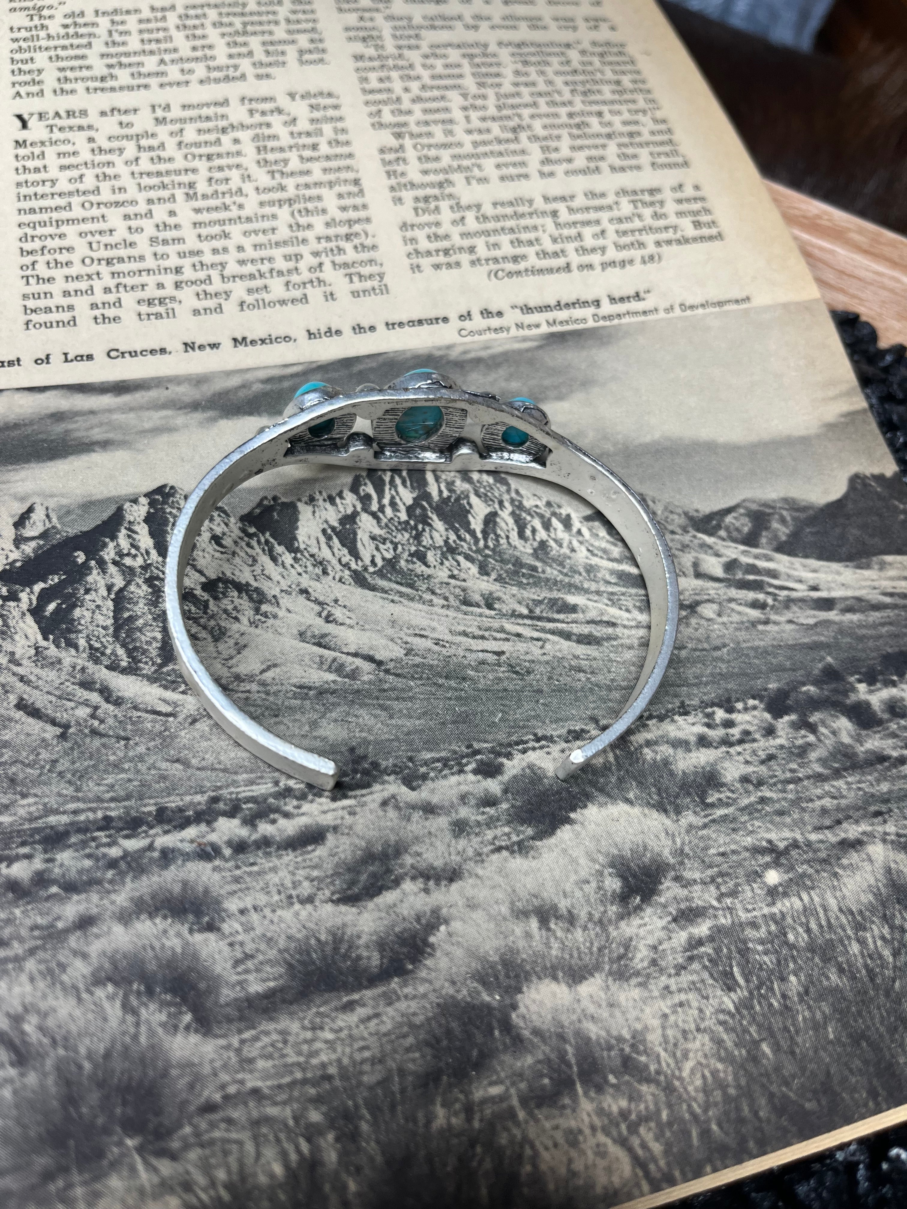 Faux Silver and Turquoise 3 Stone Cuff