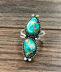 Faux Silver 1.5" Western Gemstone Adjustable Ring