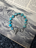 Faux Silver and Turquoise Round Bead Bracelet