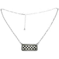 Faux Silver Western Checkerboard Bar Pendant Necklace