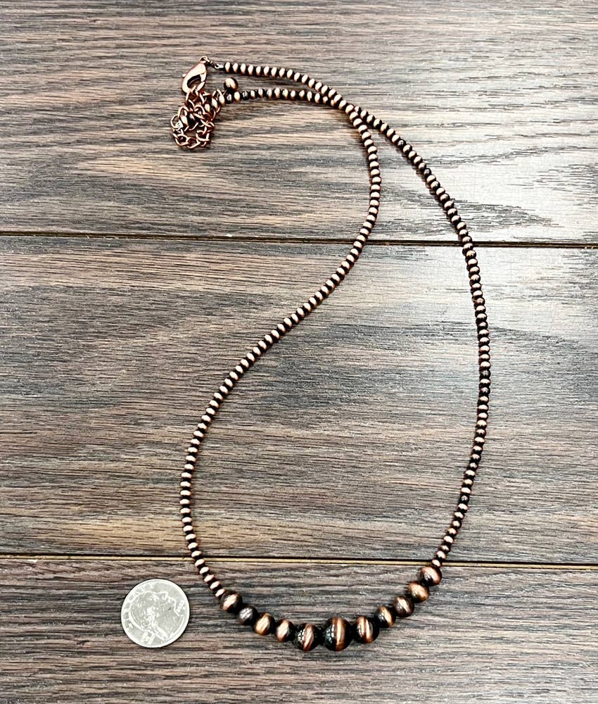 Faux Silver 26" Copper Western Bead Necklace