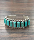 Faux Silver Big Western Turquoise Cuff Bracelet