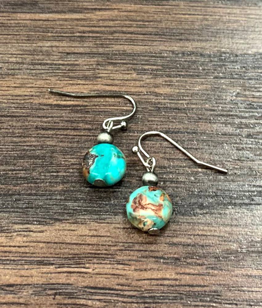 Faux Silver 10mm Round Gemstone Earrings