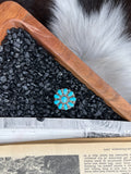 Sterling Silver and Kingman Turquoise Cluster Ring- Native