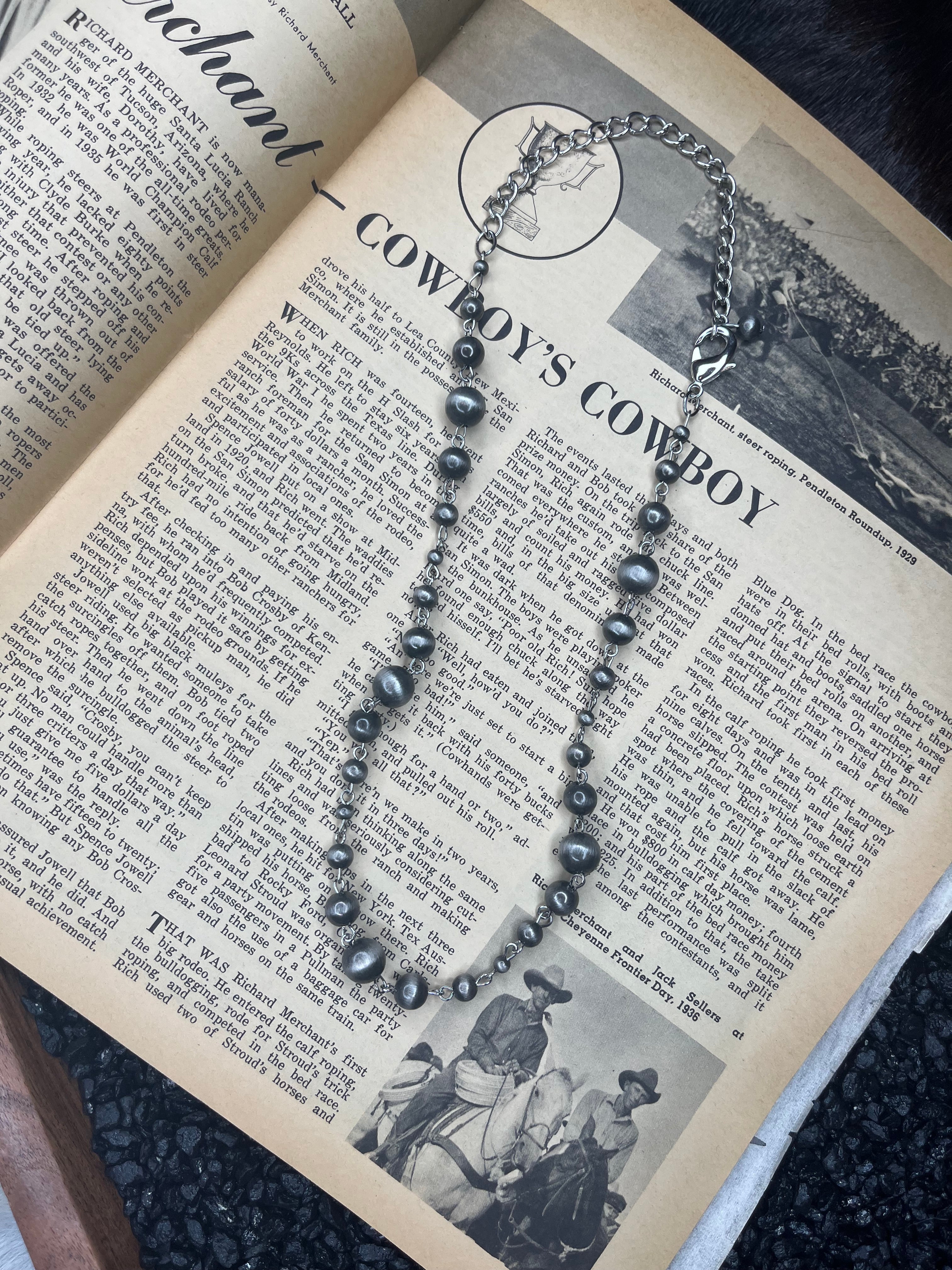 16” Rosary Chain Faux Pearl Necklace