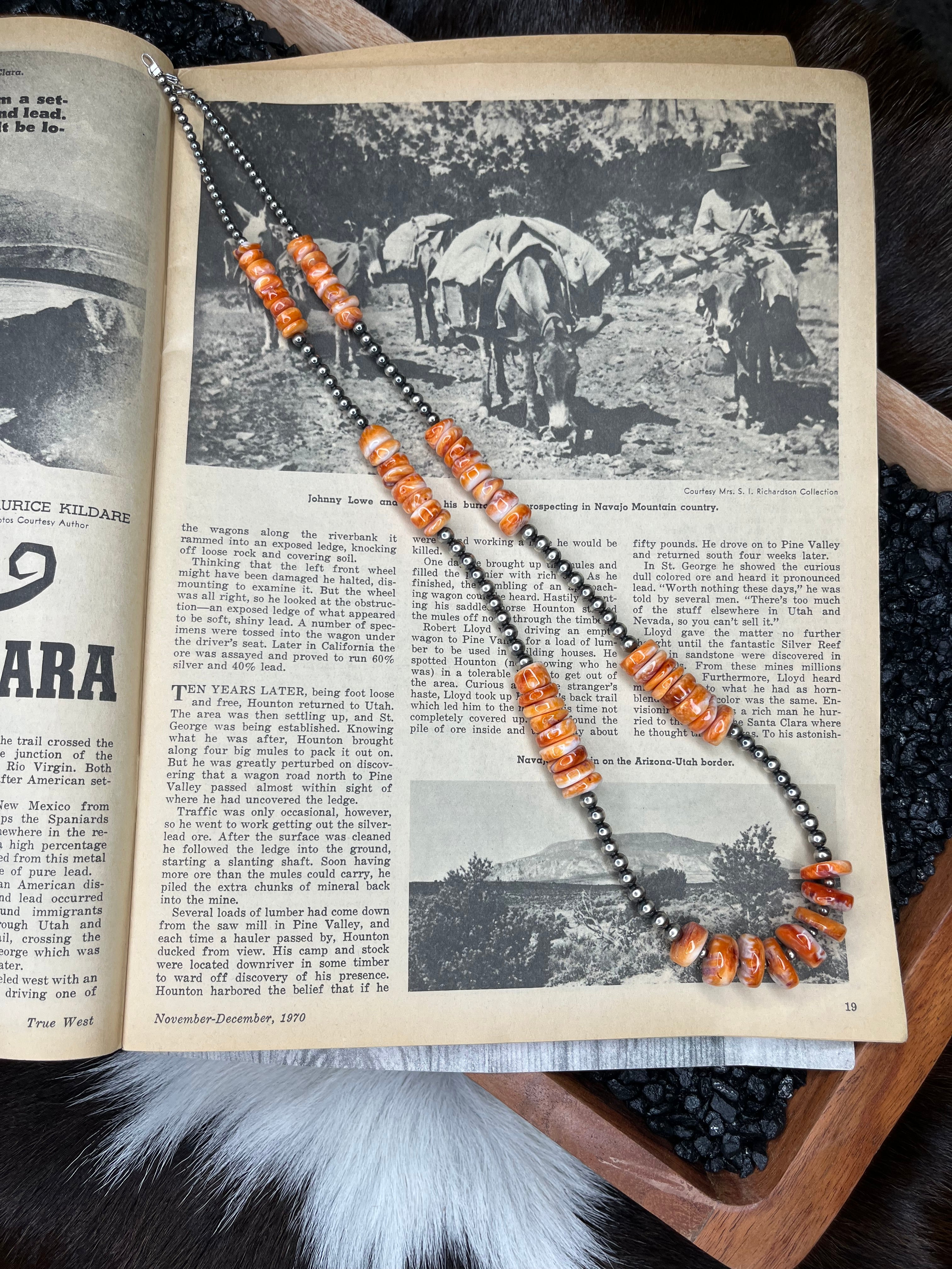 Graduated Orange Spiney Statement Necklace