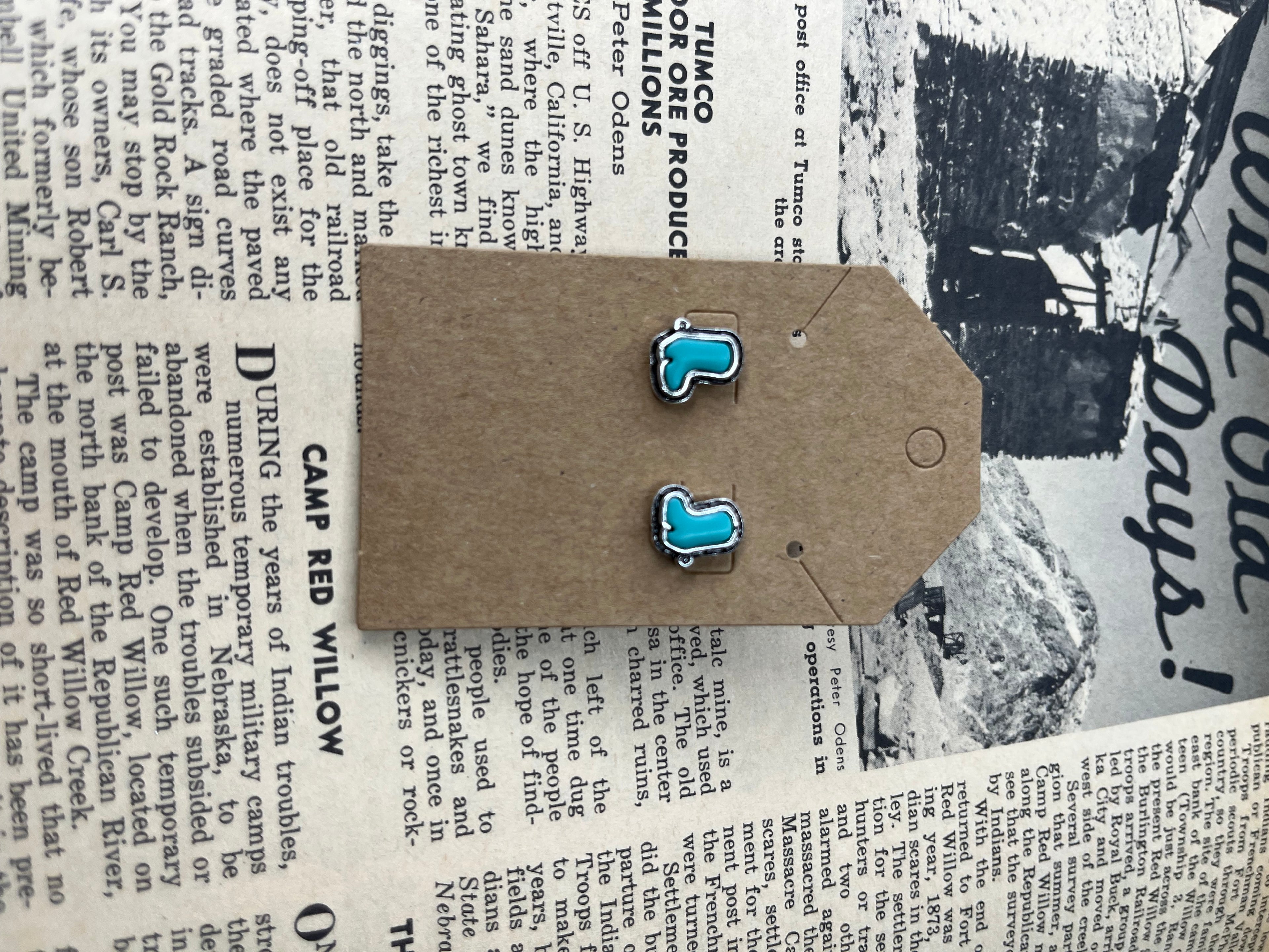 Faux Silver and Turquoise Small Boot Studs
