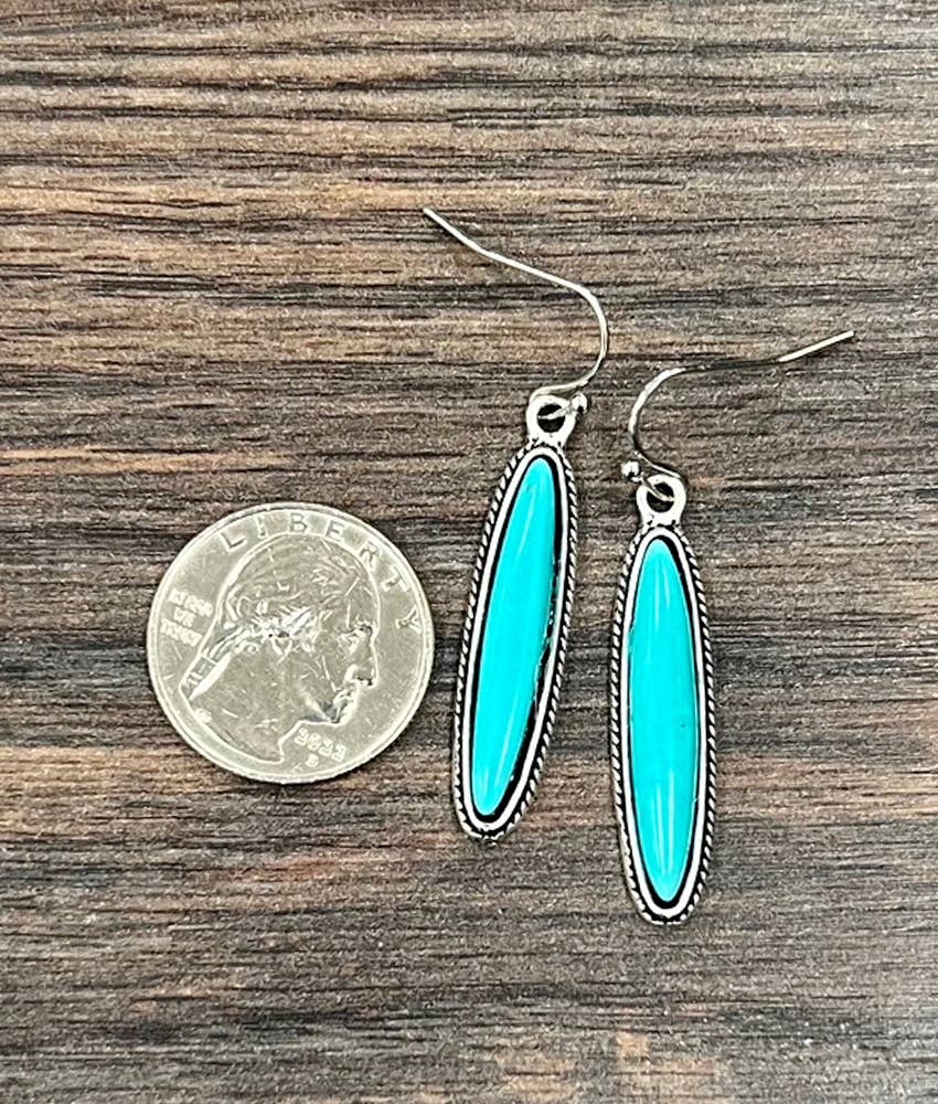 Faux Silver 1.5" Western Turquoise Earrings