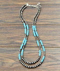 Faux Silver 29" Western Bead 2-strand Necklace