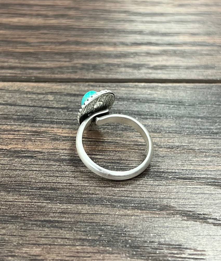 Faux Silver 10mm Drop Turquoise Adjustable Ring