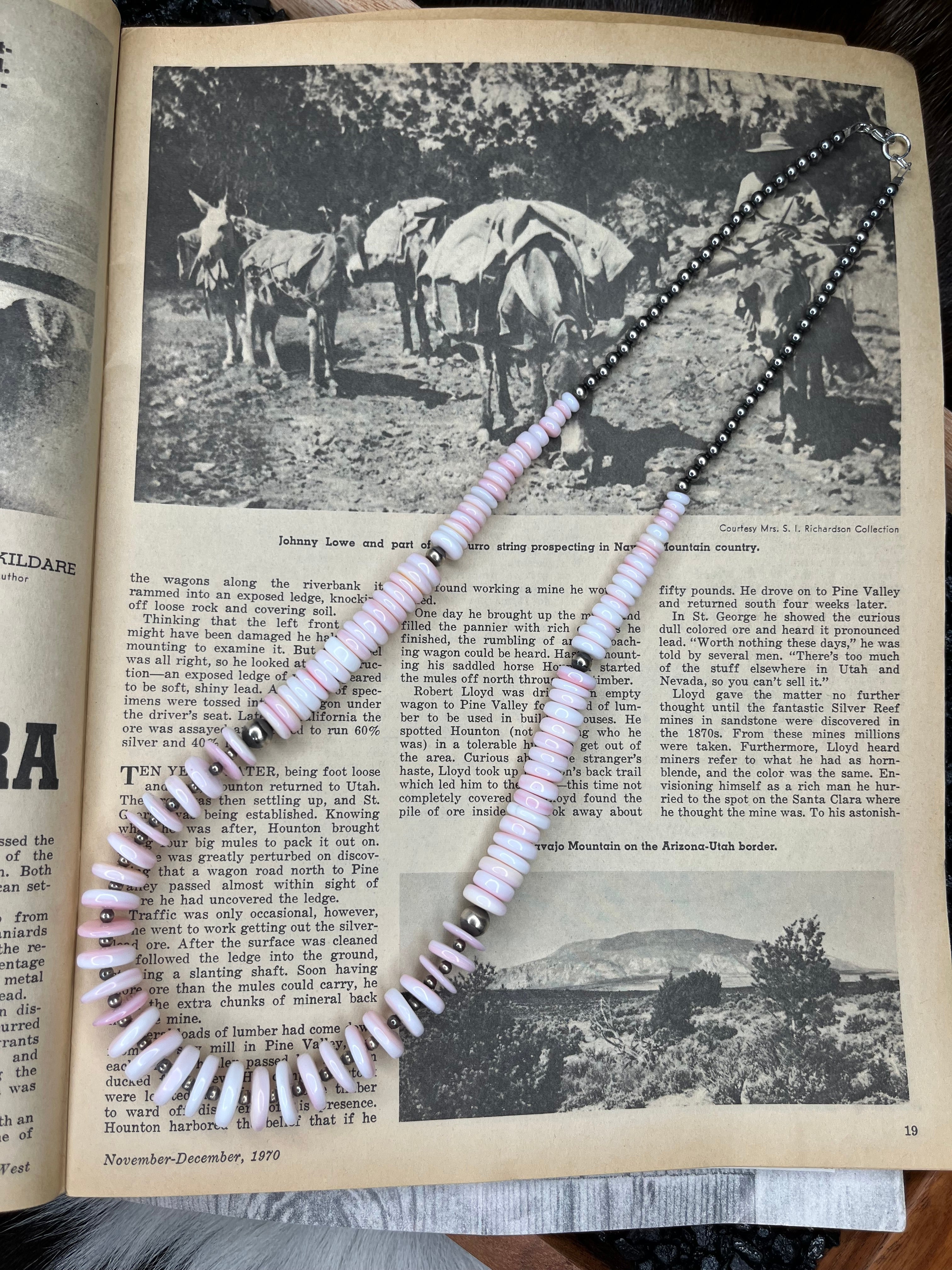 Graduated Sterling Silver Pearls and Pink Conch Statement Necklace
