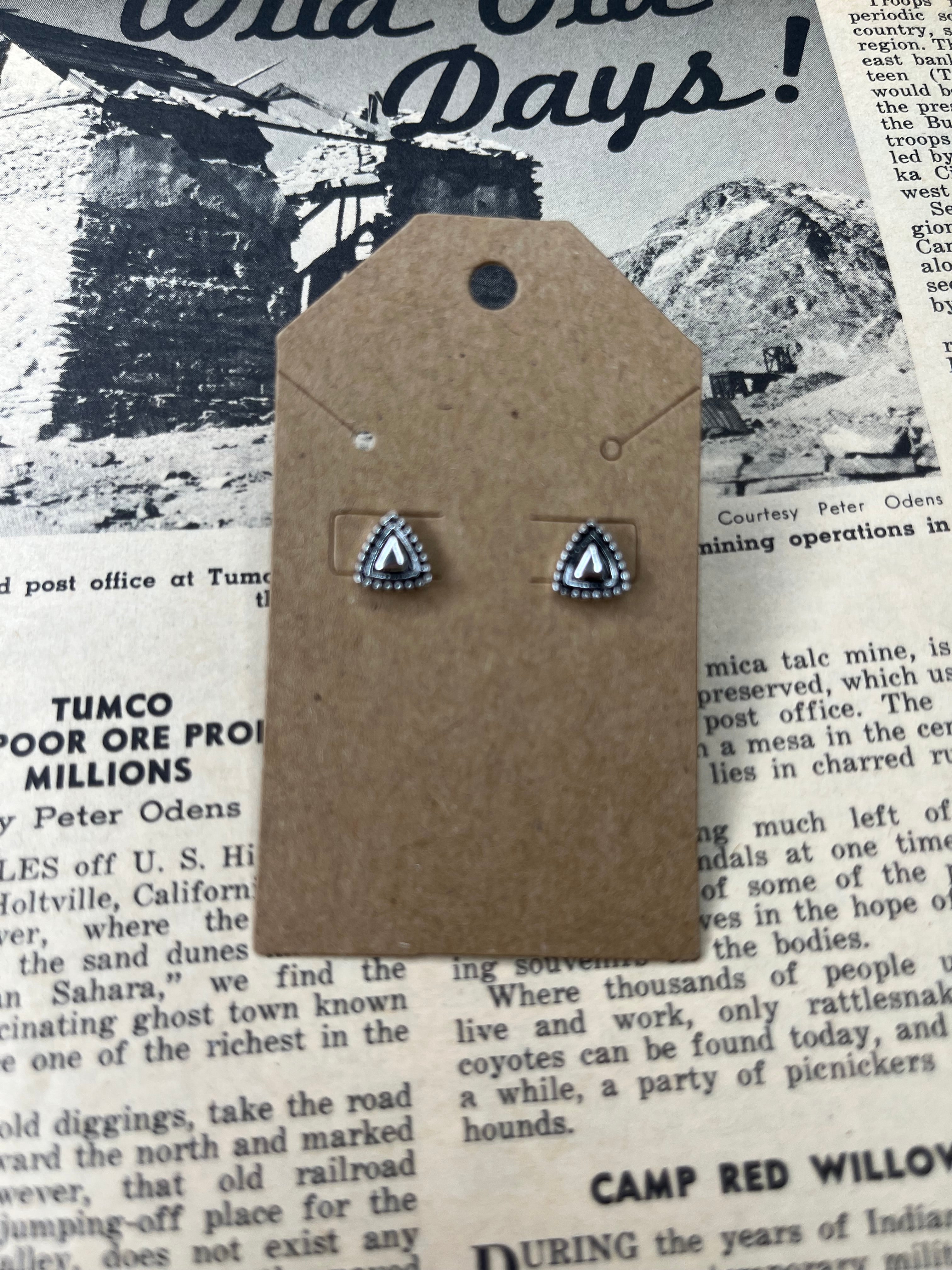 Tiny Faux Silver Triangle Earrings