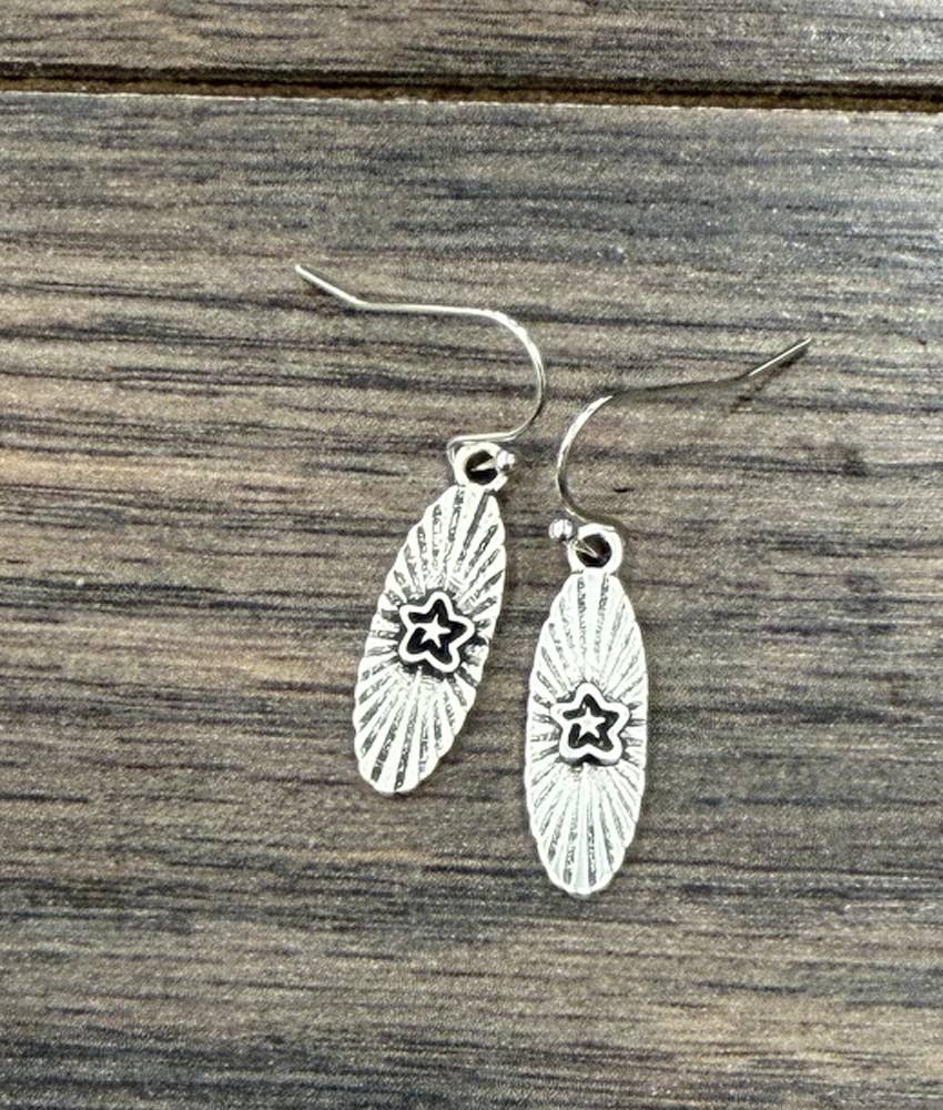 Faux Silver 20mm Vintage Western Star Earrings