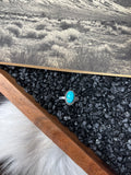 Faux Silver and Turquoise Adjustable Oval Ring