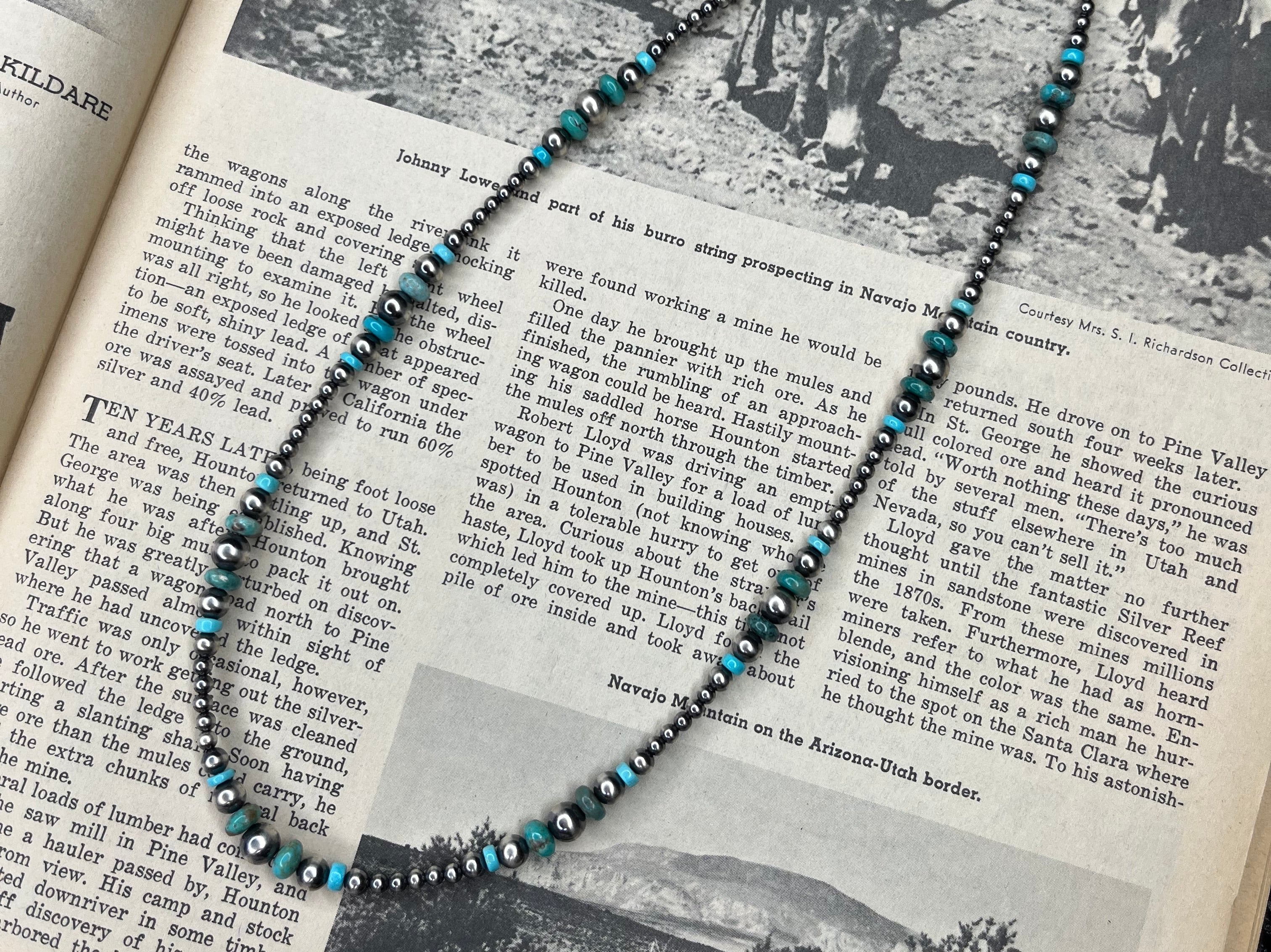 Graduated Sterling Silver Pearls And Turquoise Necklace