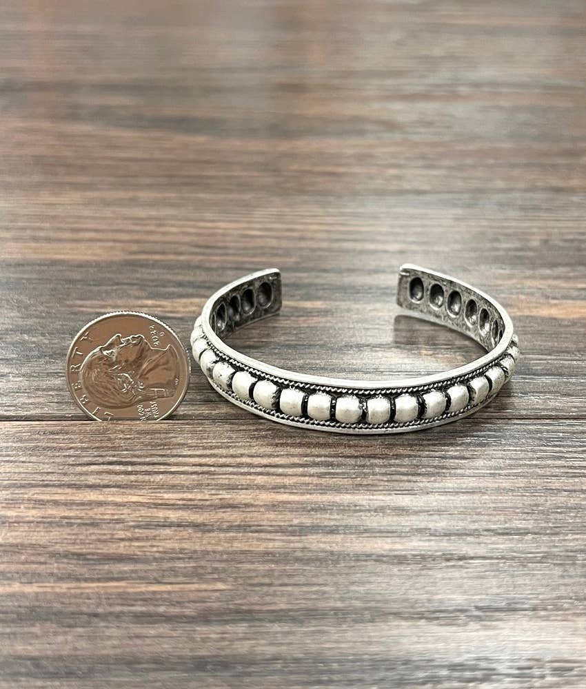 Faux Silver Boho 12mm Cuff Bracelet