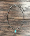 Faux Silver Handmade 15" Gemstone Necklace with Pendant