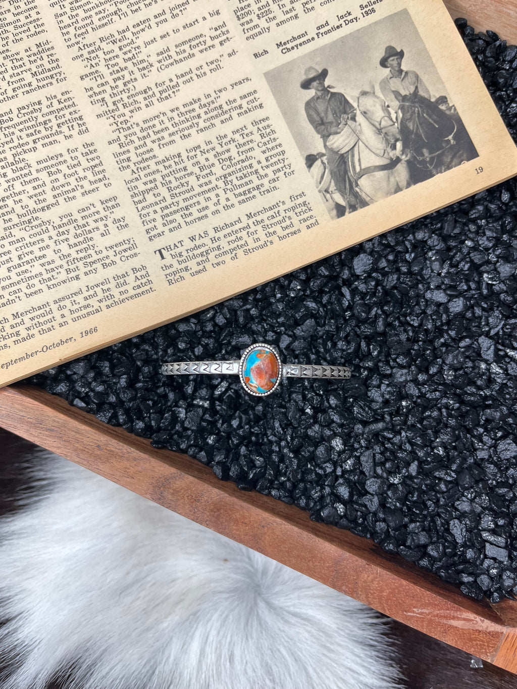 Faux Silver and Gemstone Detailed Oval Cuff
