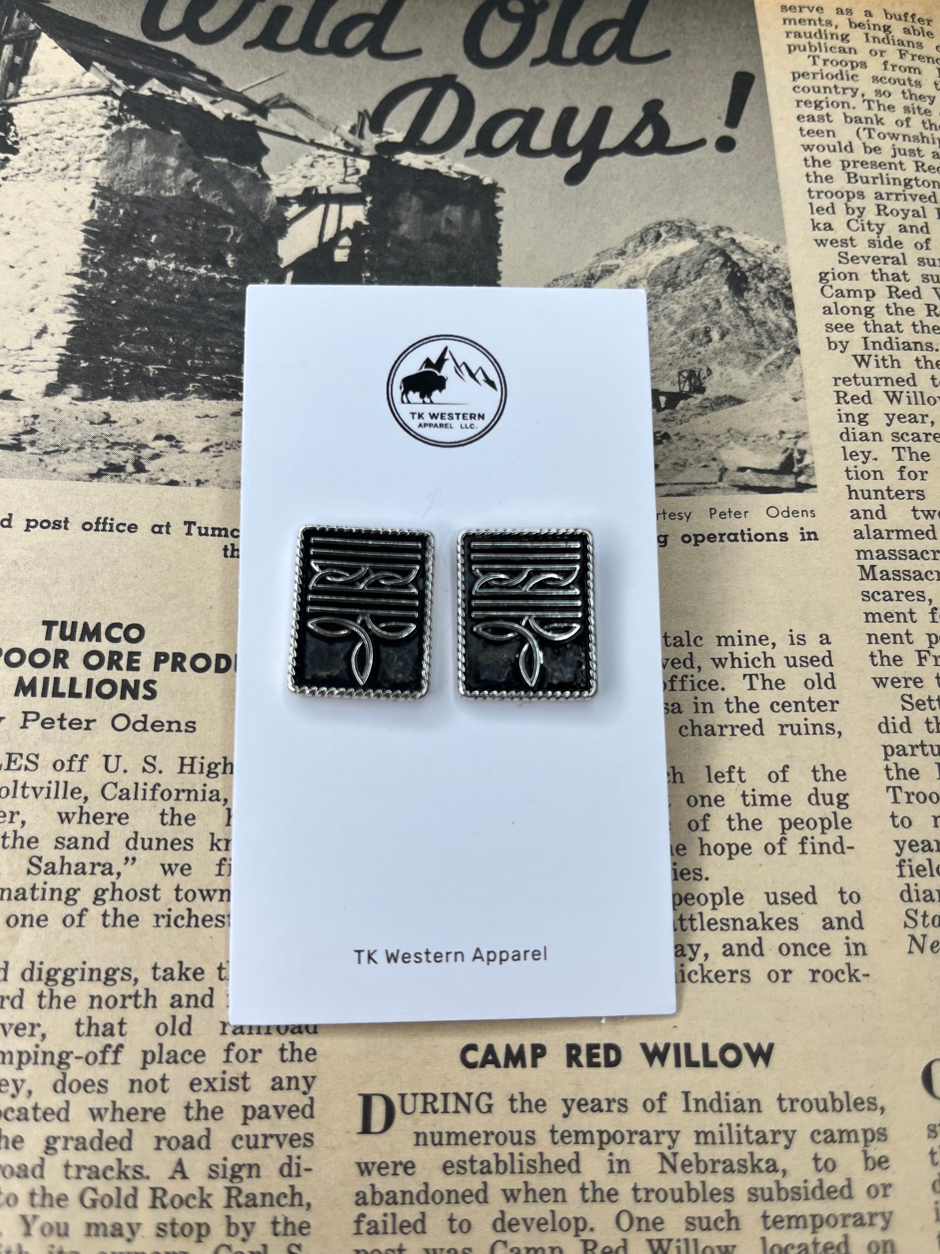 Faux Silver Rectangle Boot Stitch Studs