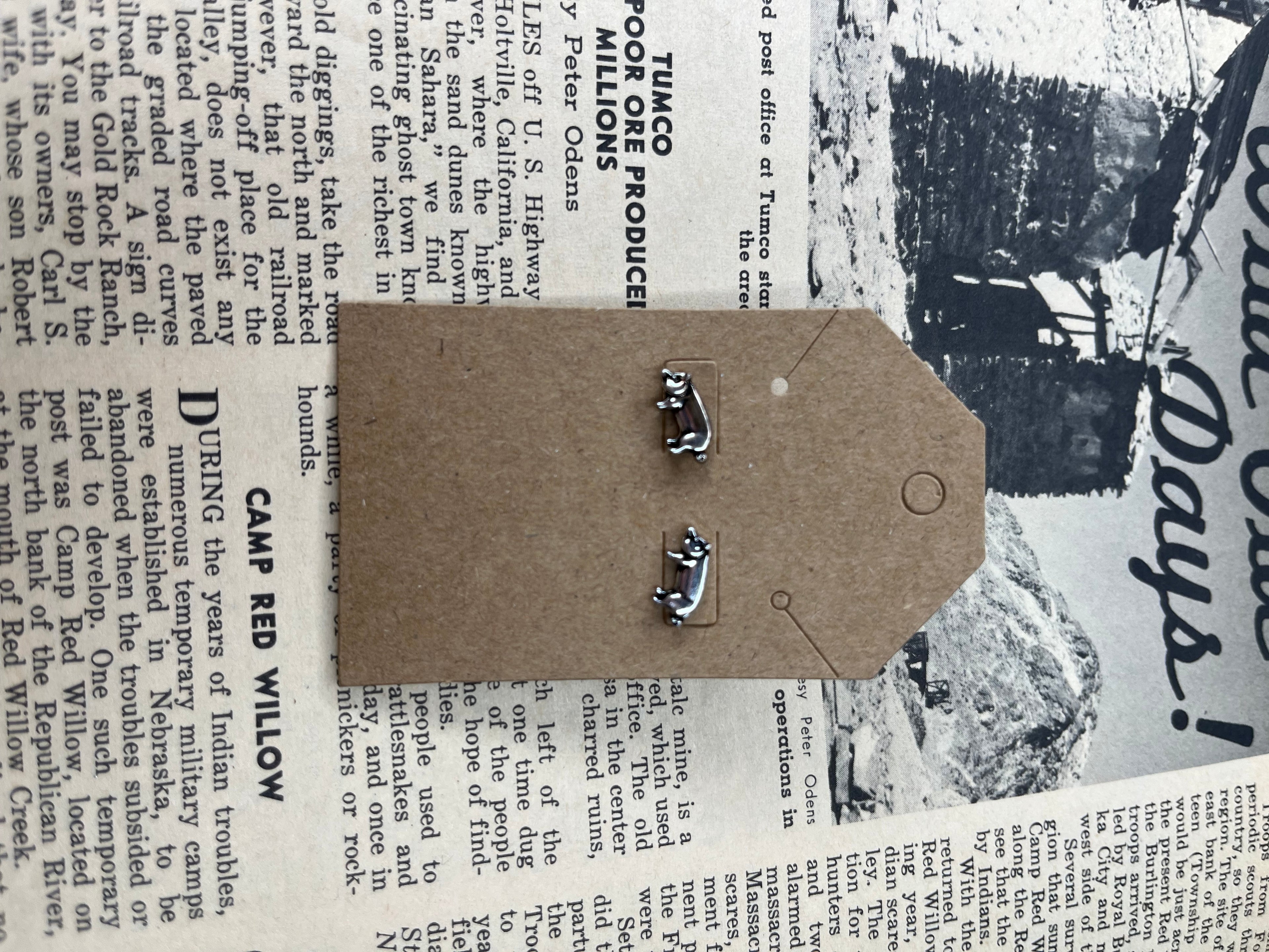 Tiny Faux Silver Pig Studs