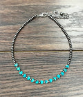Faux Silver 15" Heart Gemstone Necklace