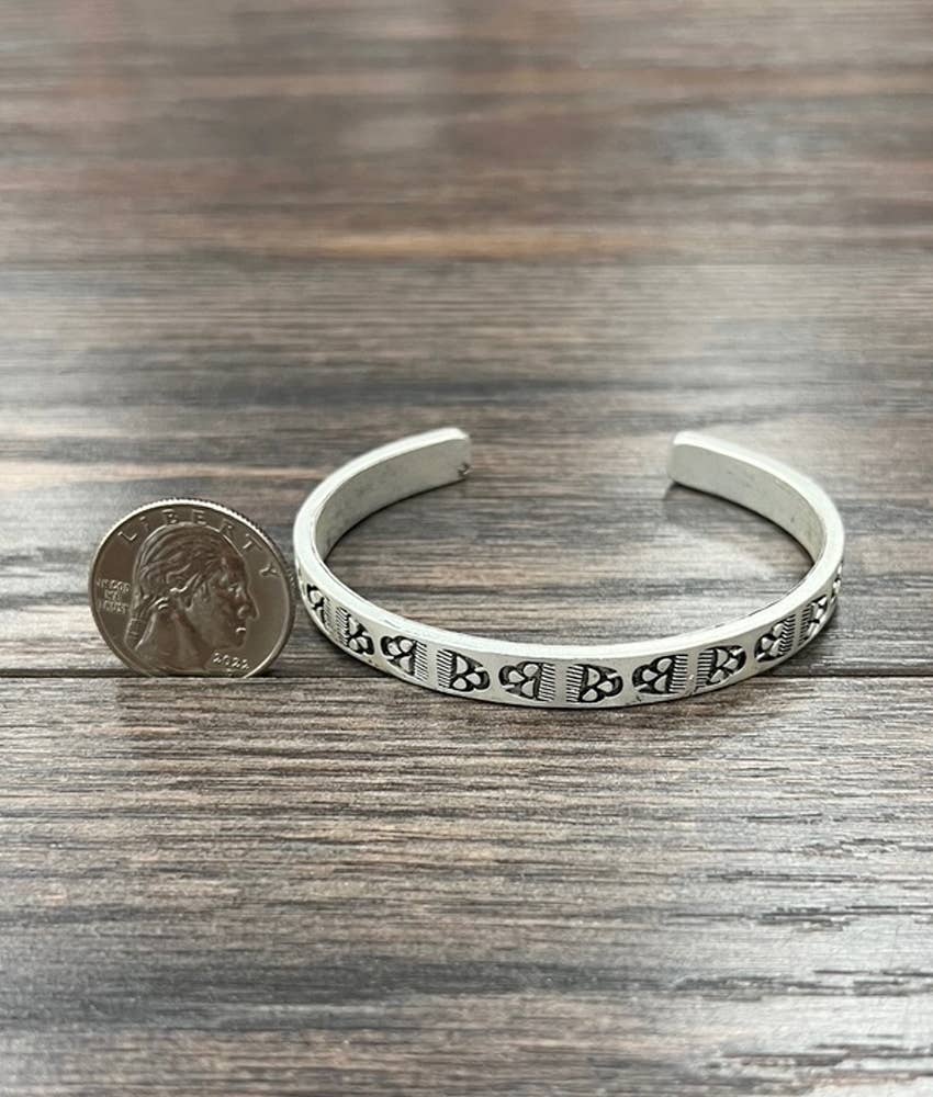 Faux Silver Boho Aztec Cuff Bracelet