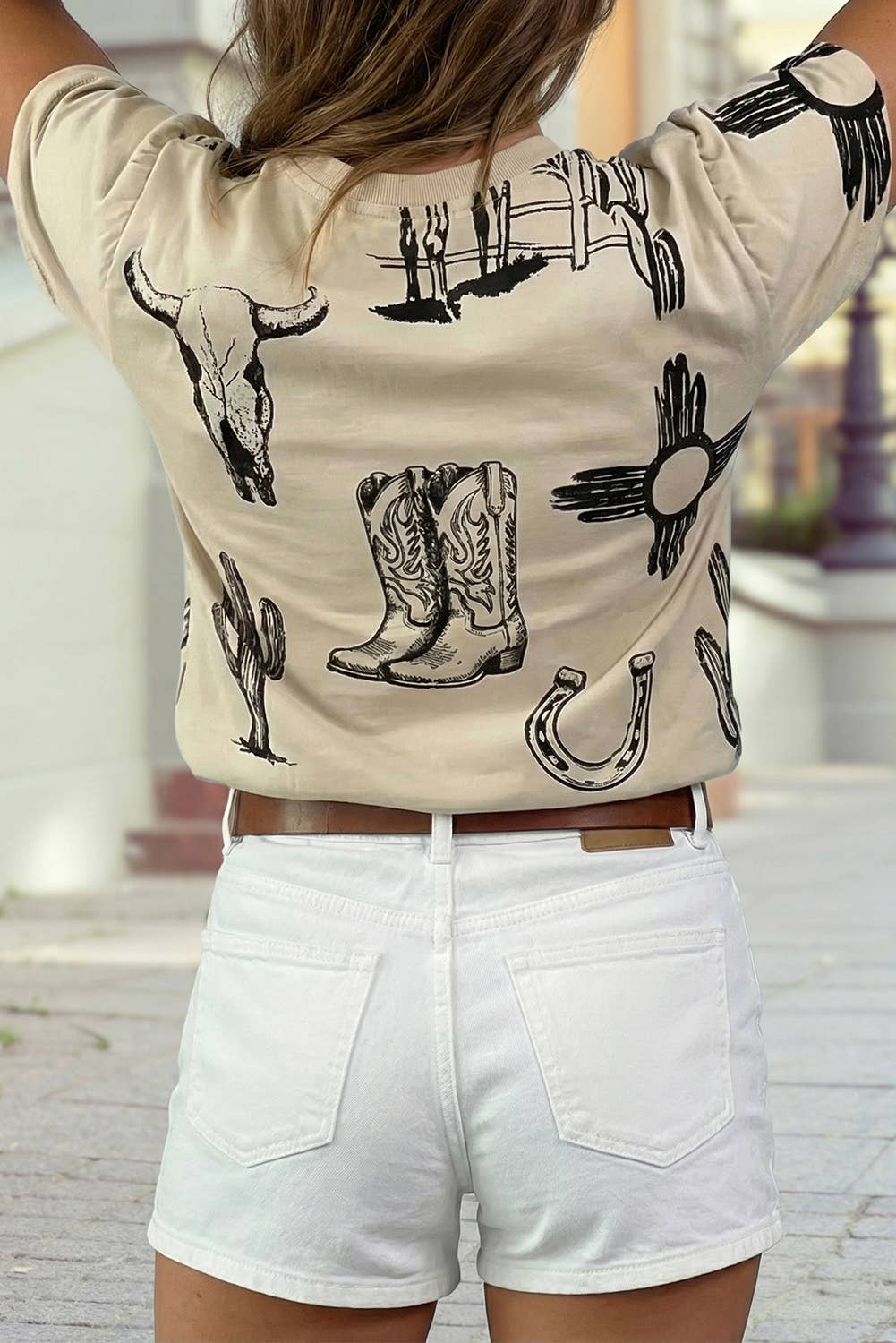 Western Cowboy Boot and Cactus Print Desert Aesthetic Tee