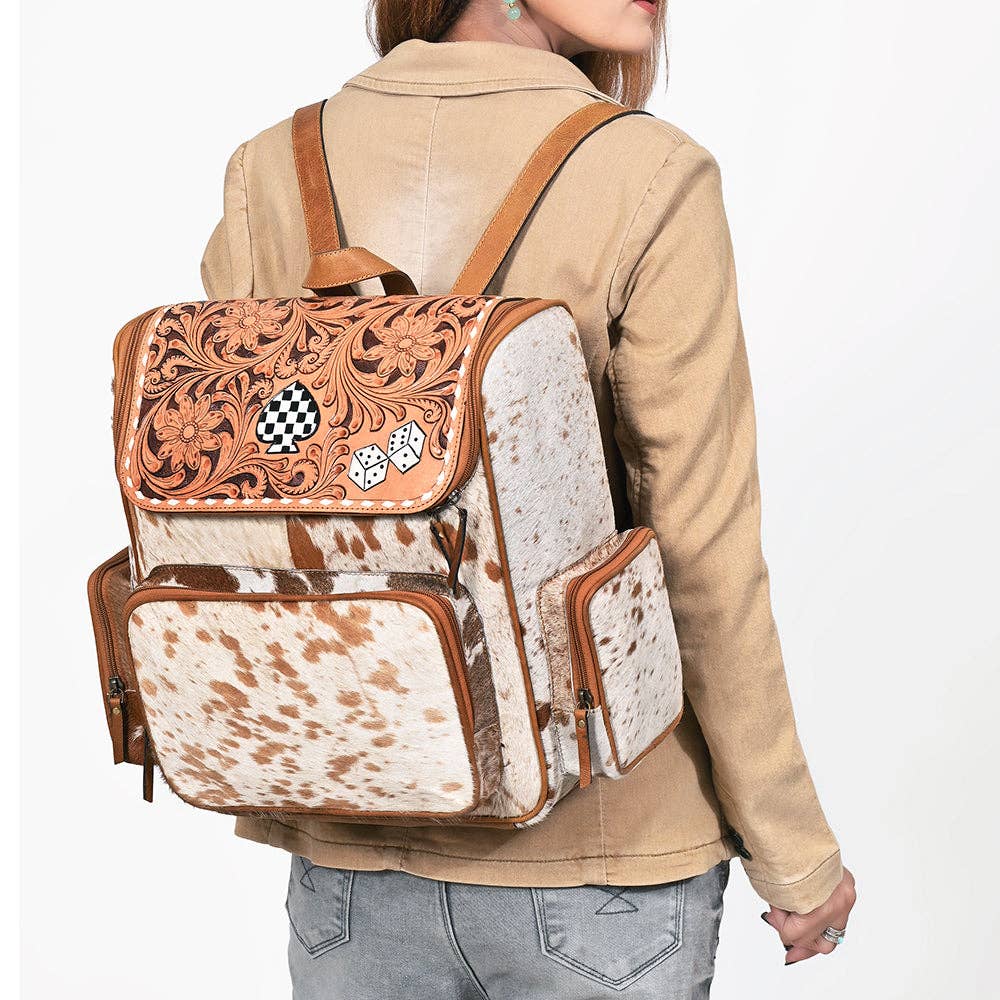 Ohlay Leather Backpack Women Hand Tooled Leather Travel Bag