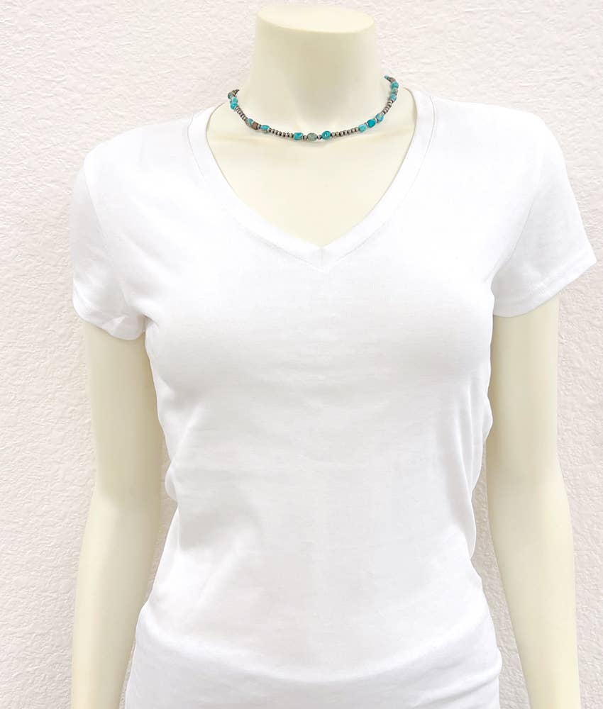 Faux Silver 16" Western Gemstone Necklace