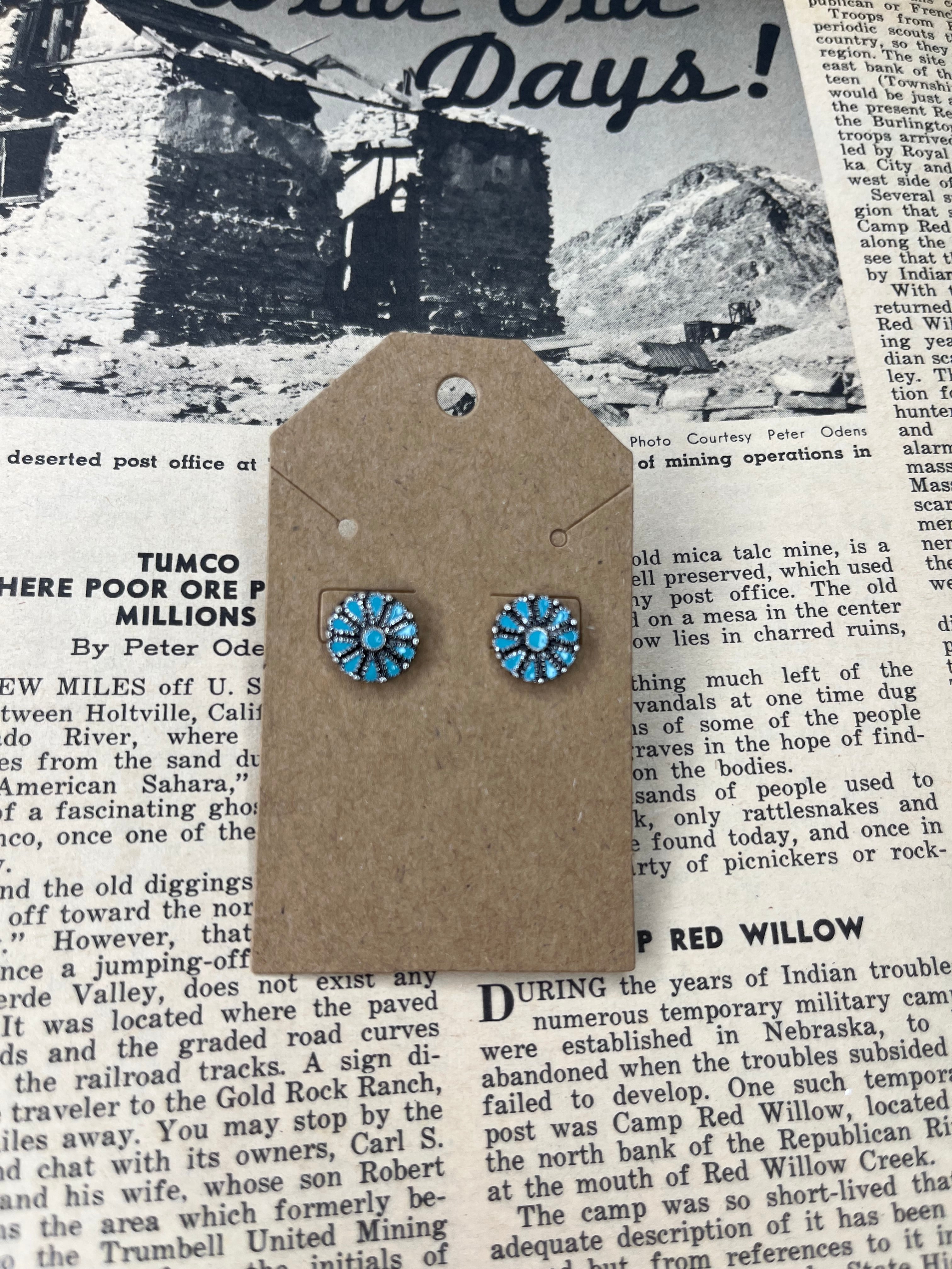 Small Faux Turquoise Cluster Studs