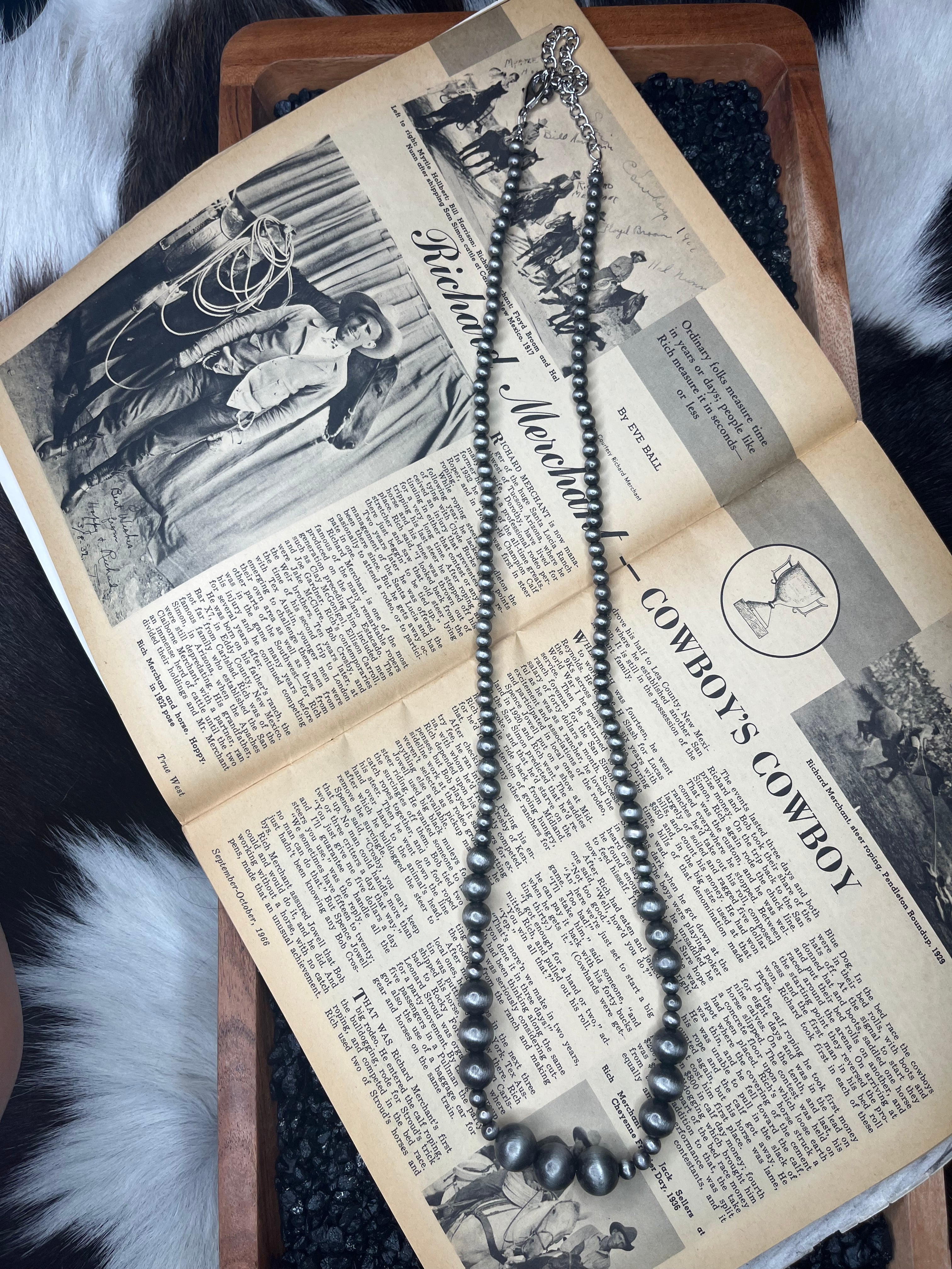 30” Faux Silver Graduated Pearls 6-14mm