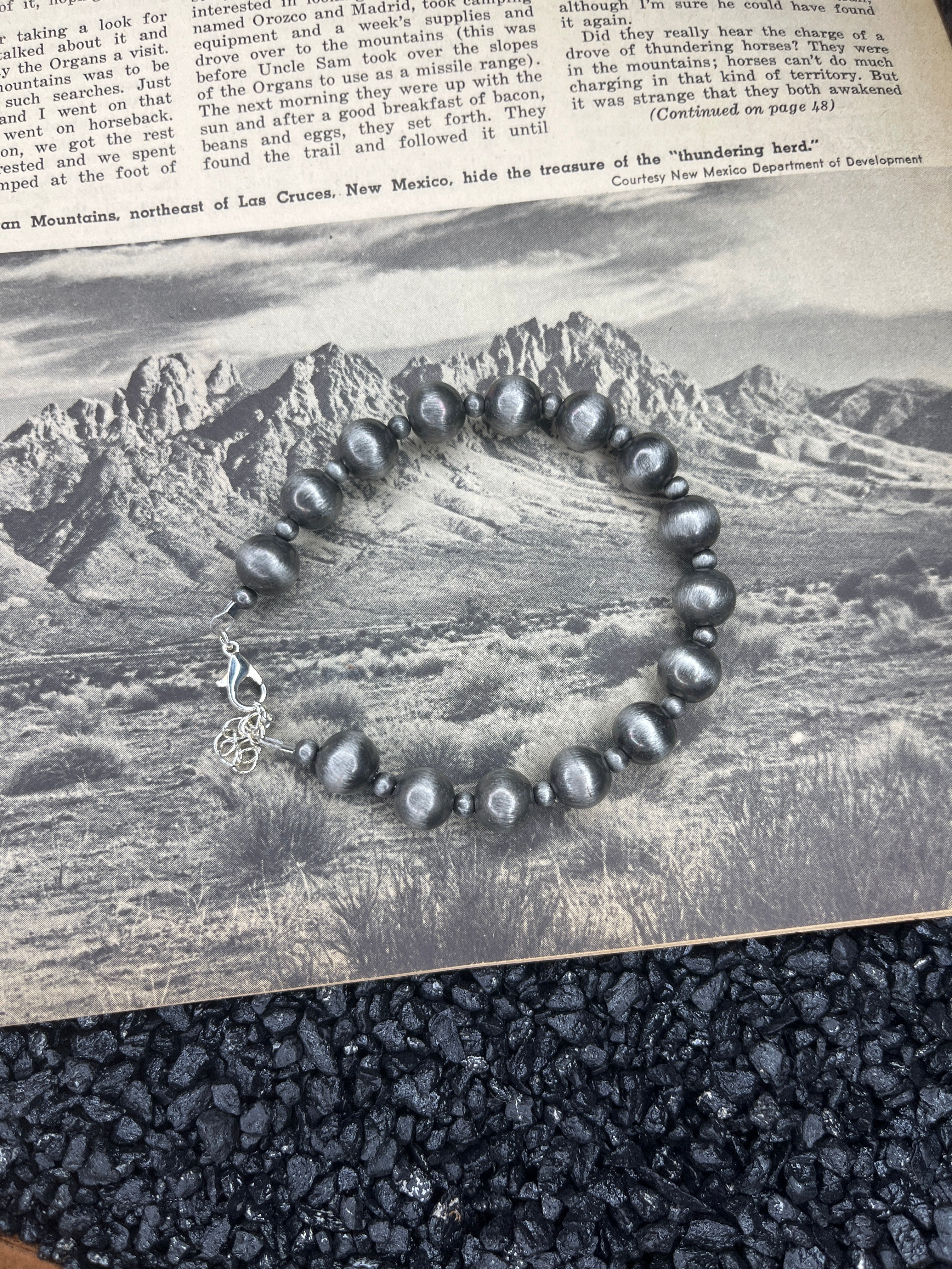 3-10mm Faux Silver Pearls Bracelet