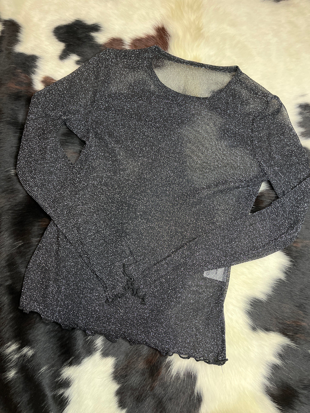 Black Sparkle Mesh Shirt