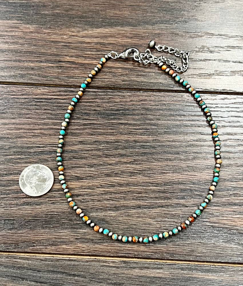 Faux Silver 15" Western Gemstone Necklace