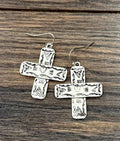 Faux Silver 1.3" Boho Aztec Earrings