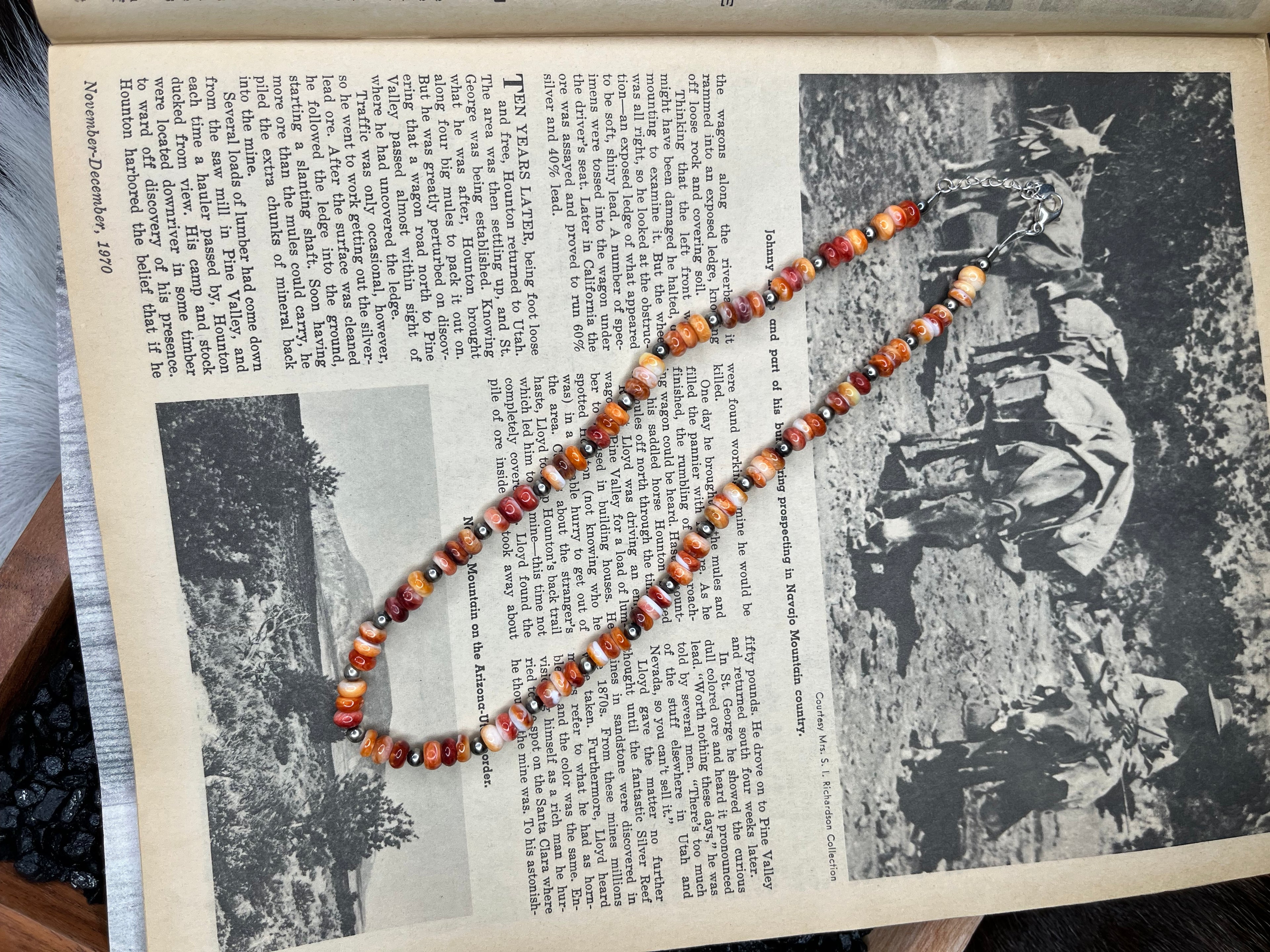 Orange Spiney Oyster and Sterling Silver Pearls