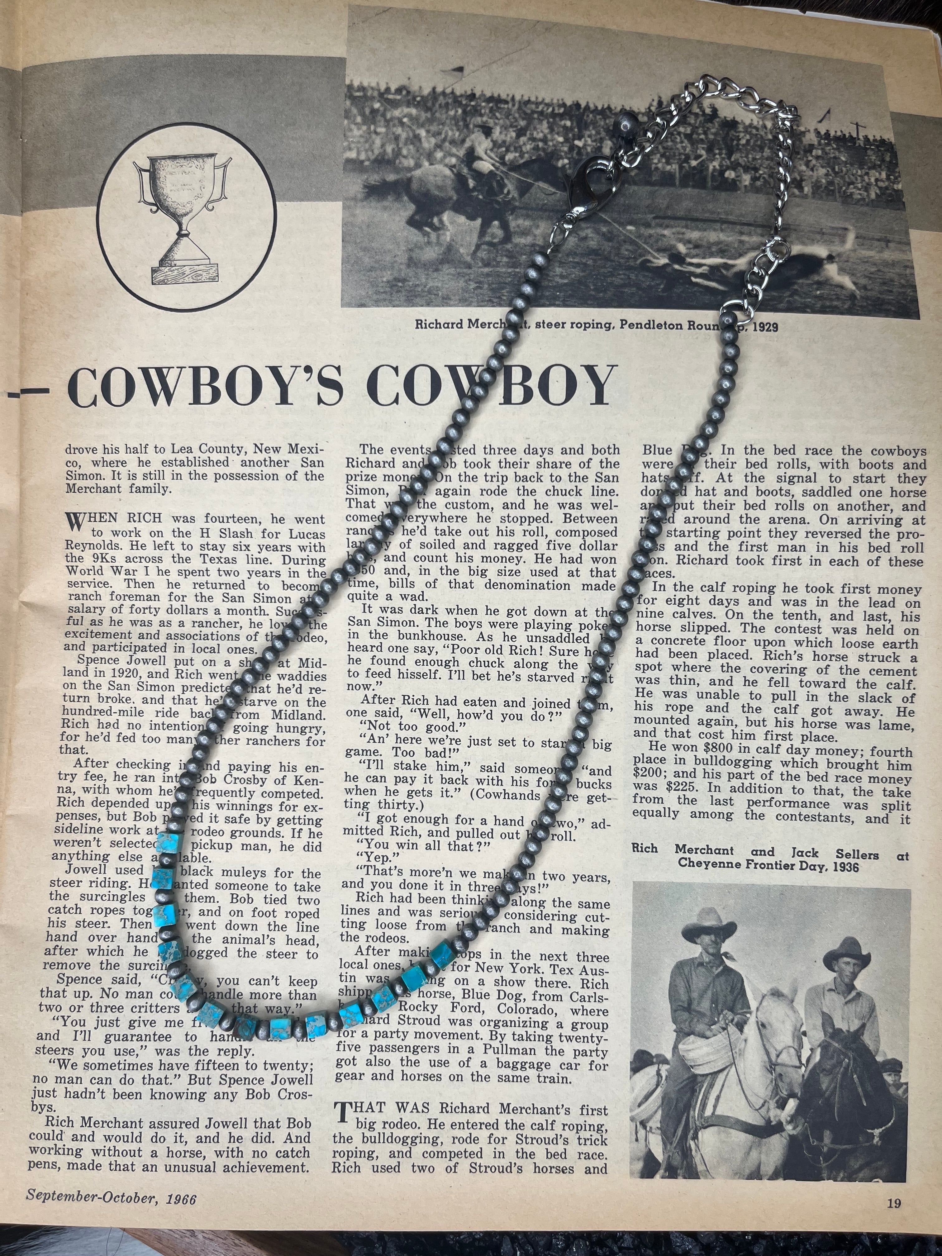 15” Faux Turquoise Square Beads and Navajo Pearl Necklace