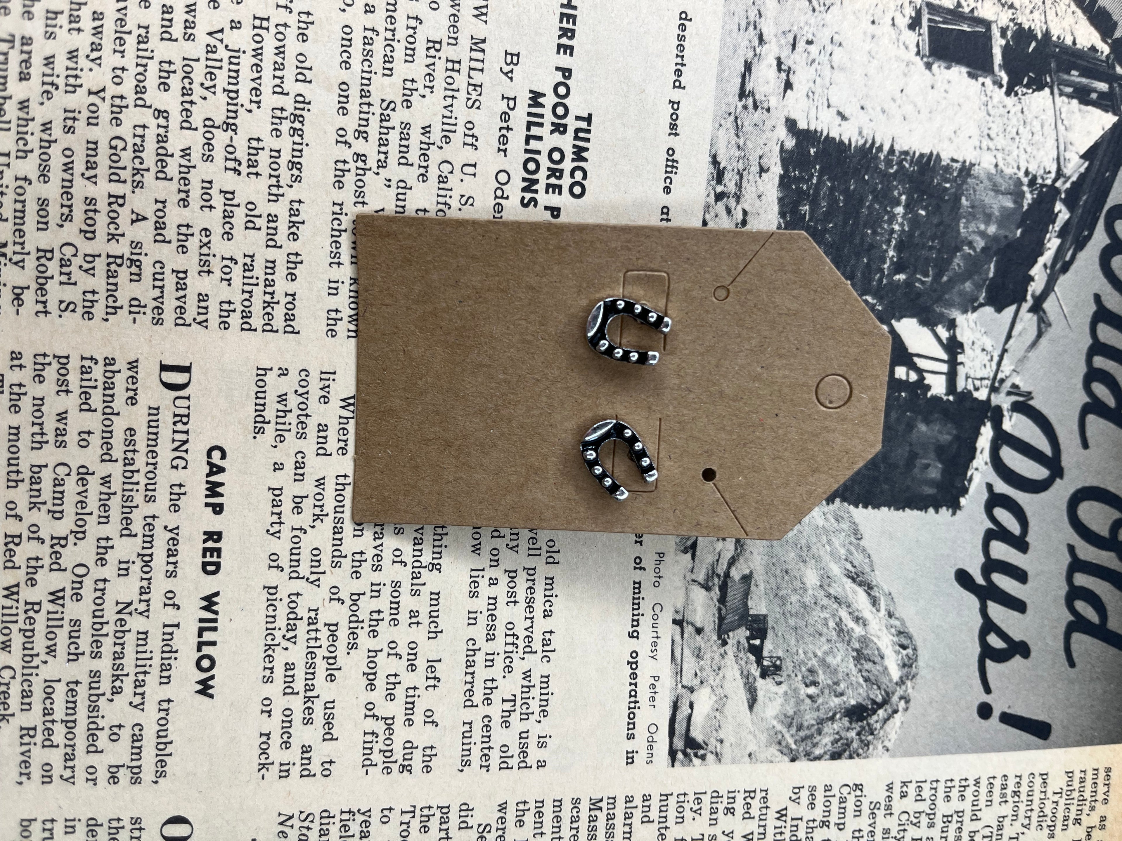 Small Faux Silver Horseshoe Studs