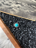 Faux Silver and Turquoise Round Adjustable Ring