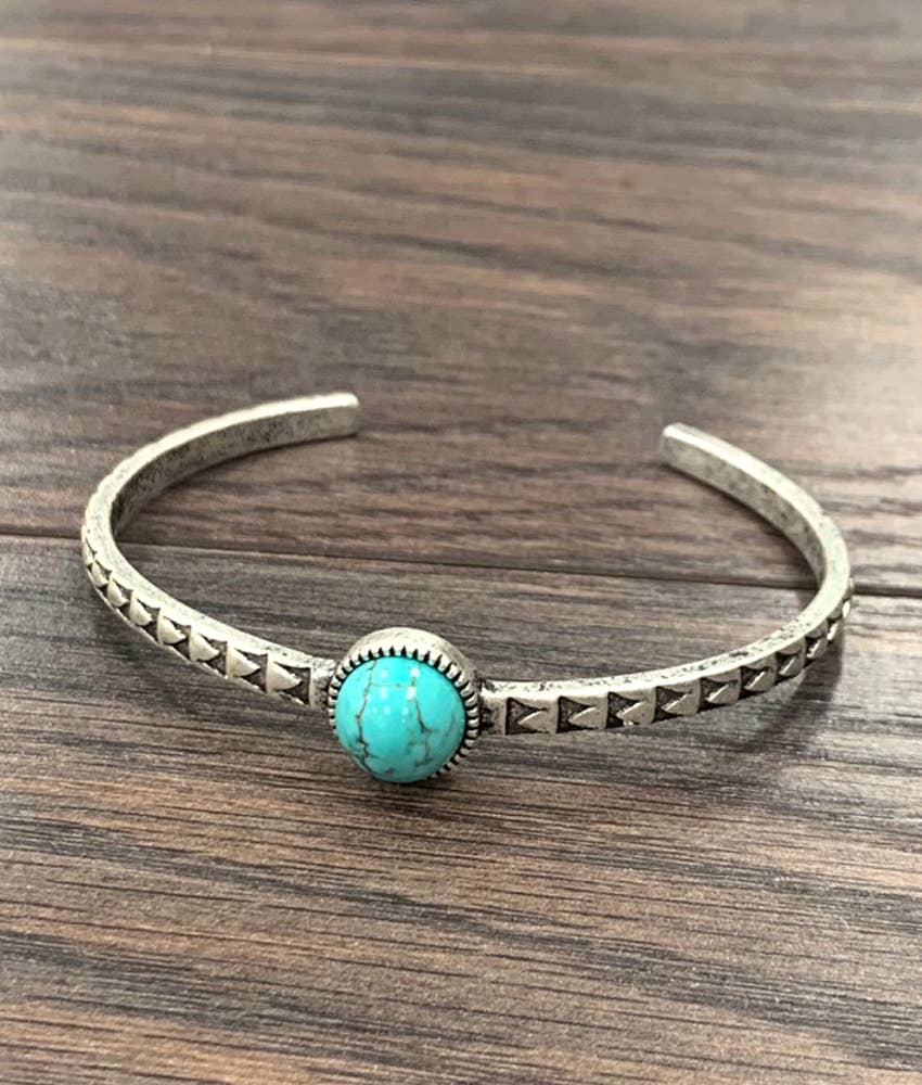 Faux Silver 10mm Turquoise Cuff Bracelet
