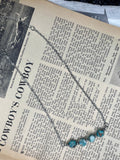 15” Faux Silver Pearls and Turquoise Bar Necklace