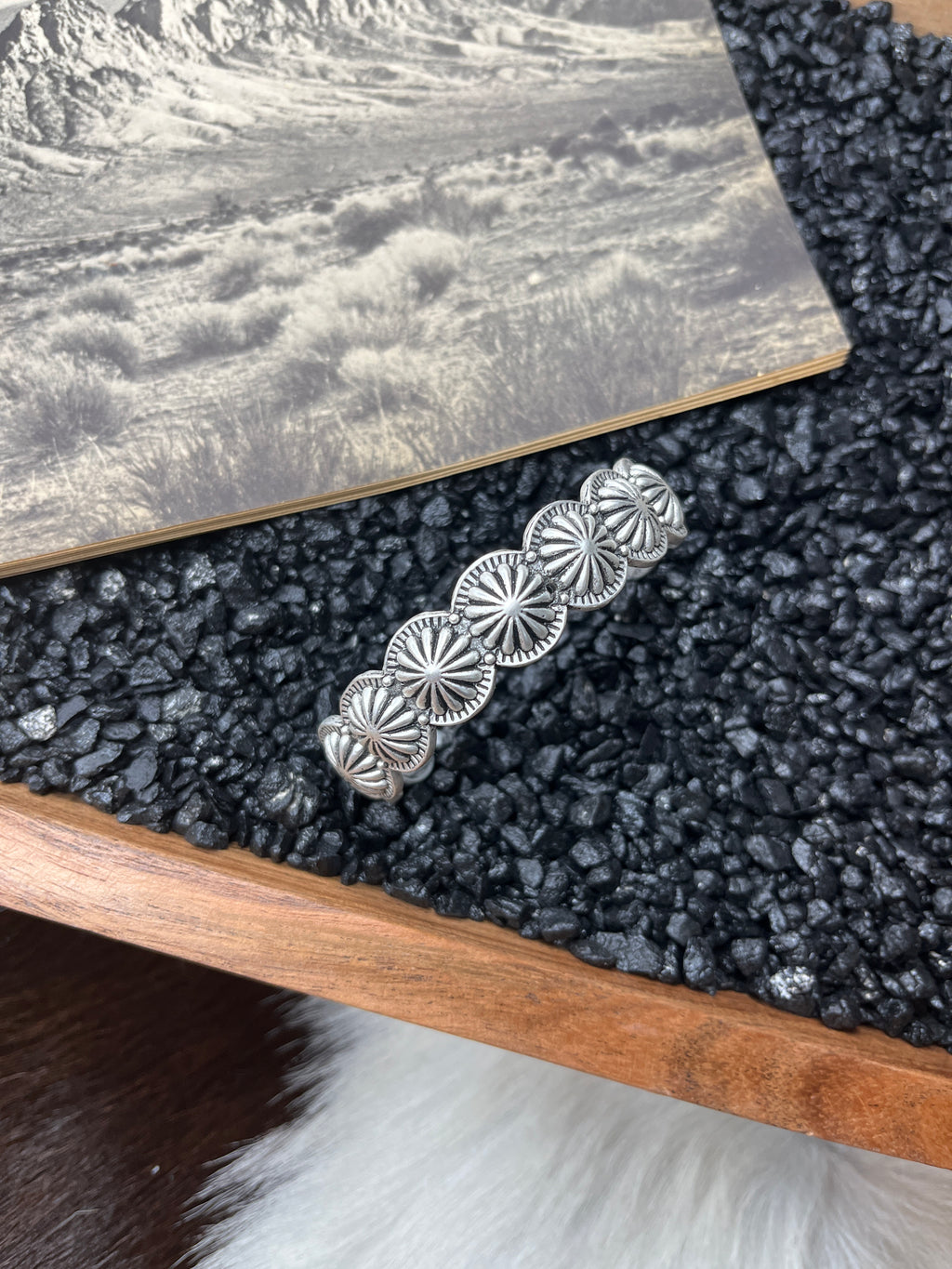 Plain Silver Conchos Cuff