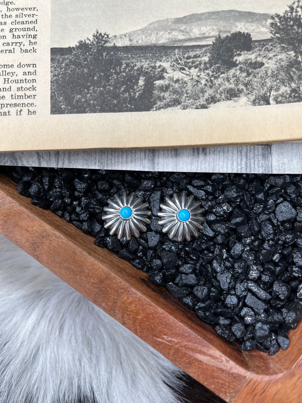 Sterling Silver and Kingman Turquoise Concho Earrings