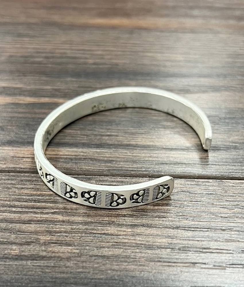 Faux Silver Boho Aztec Cuff Bracelet