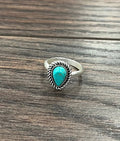 Faux Silver 10mm Drop Turquoise Adjustable Ring