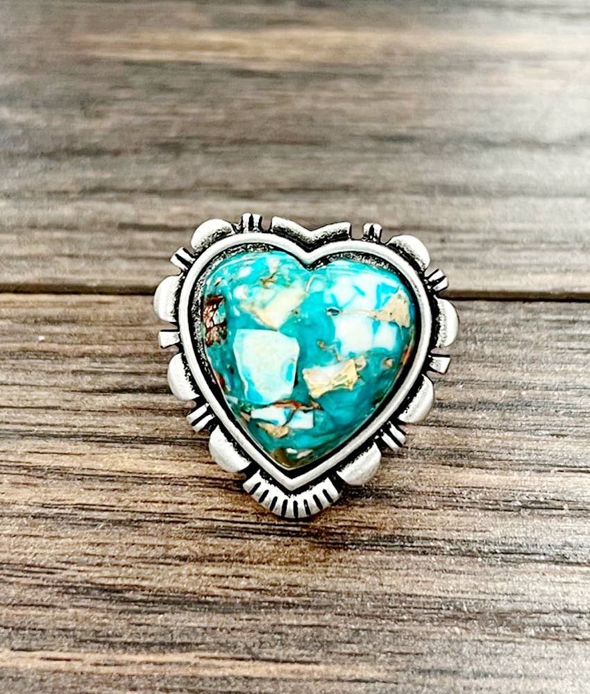 Heart Gemstone Adjustable Ring