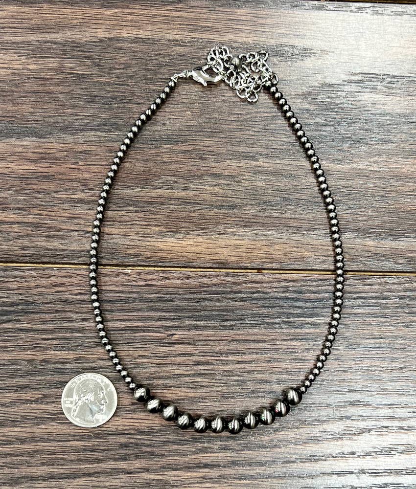 Faux Silver 15" Polish Western Bead Necklace