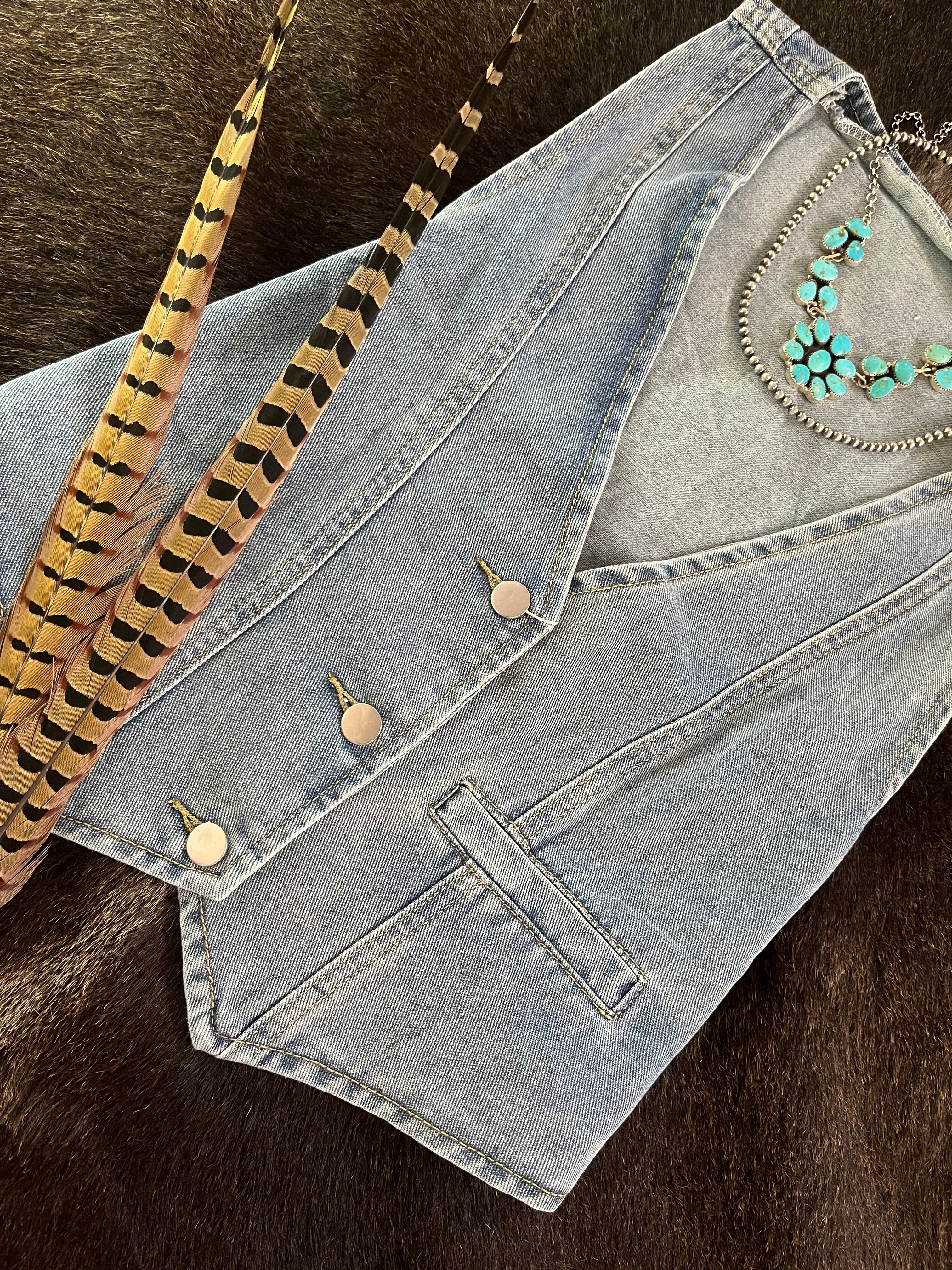 Light Blue Denim Vest